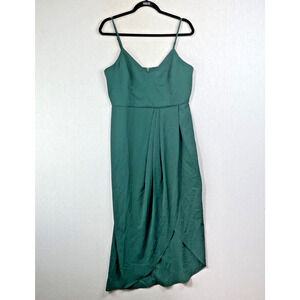 Lulus Reinette Green Midi Slip Dress L Christmas Holiday Party Event Wedding NWT